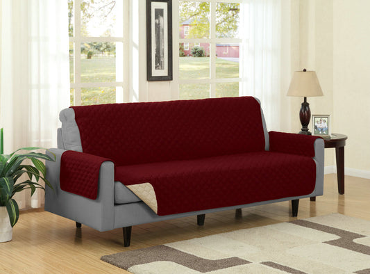 Reversible Microfiber Furniture Protector - Sofa – Burgundy/Camel