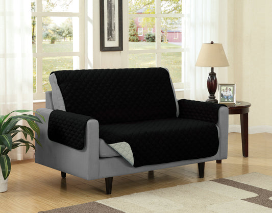 Reversible Microfiber Furniture Protector - Loveseat – Black/Grey