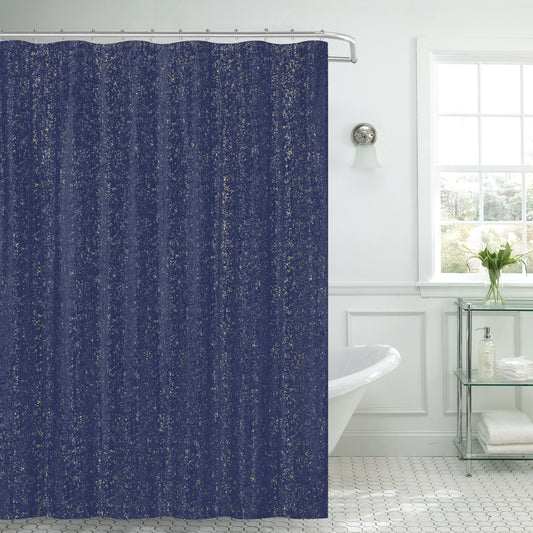 Kendallb- 13pc Microfiber Shower Curtain Set - Navy