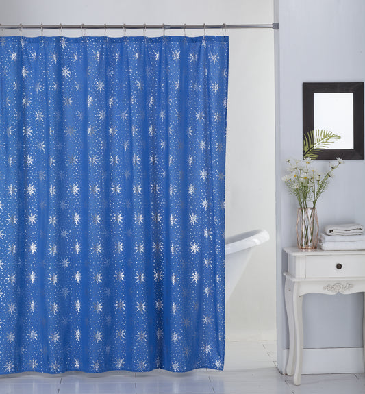 Crystal - 70"x70" Microfiber Shower Curtain - Royal/Silver