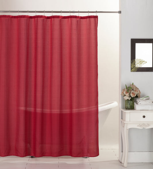 Emerson - 13pc Canvas Shower Curtain Set - Burgundy