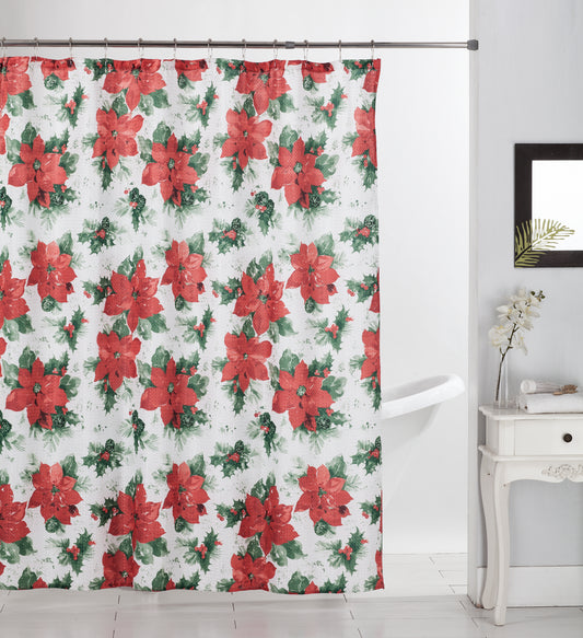 Poinsettia Holly - 13pc Shower Curtain Set