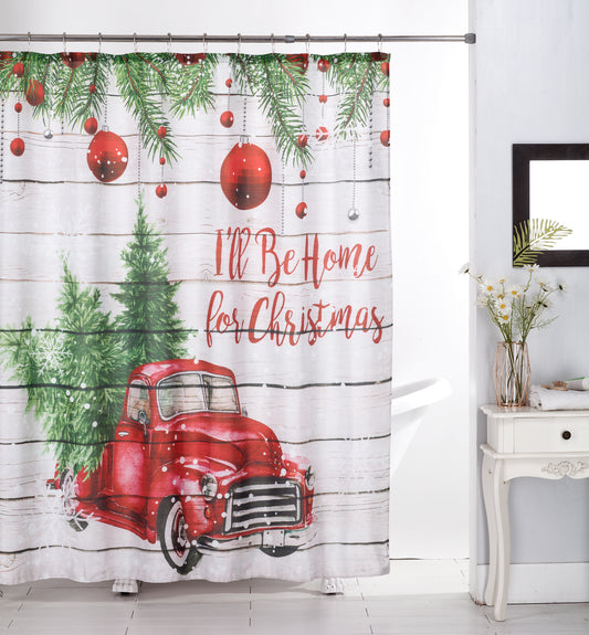 I'll be Home For Christmas - 70"x70" Canvas Shower Curtain