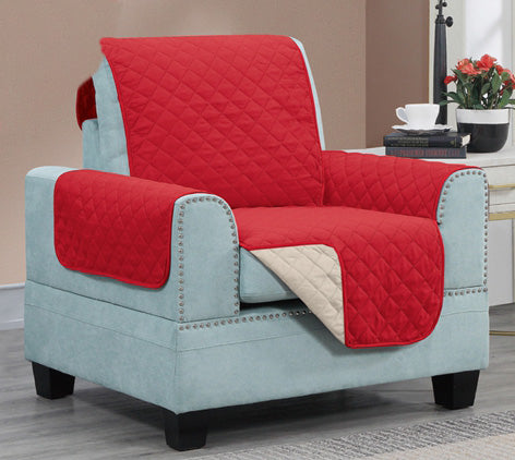 Reversible Microfiber Furniture Protector - Chair - Red/Taupe