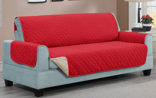 Reversible Microfiber Furniture Protector - Sofa – Red/Taupe