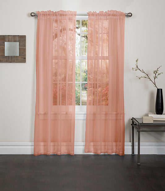 Lisa - 55"x84" Sheer Rod Pocket Curtain - Orange