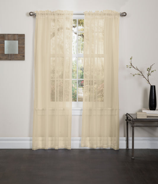 Lisa - 55"x84" Sheer Rod Pocket Curtain - Gold