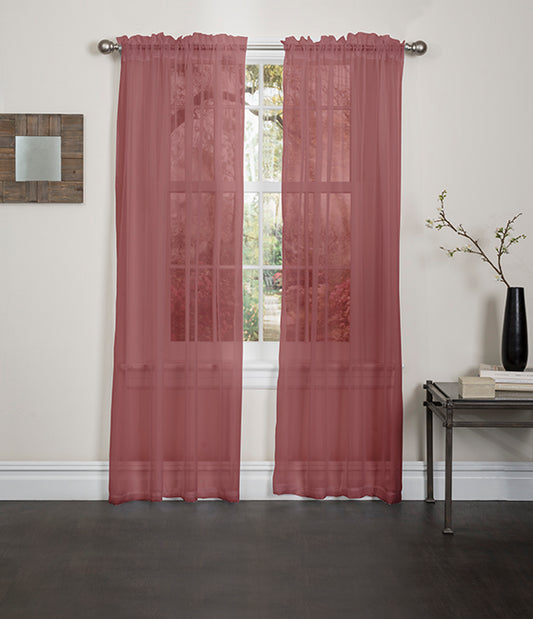 Lisa - 55"x84" Sheer Rod Pocket Curtain - Burgundy