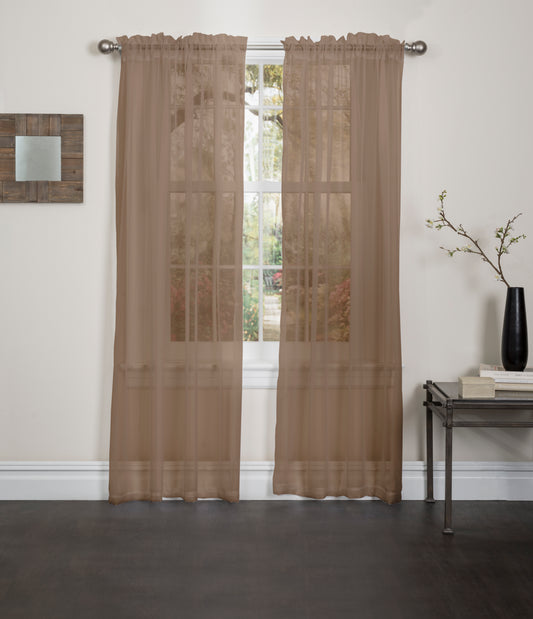 Lisa - 55"x84" Sheer Rod Pocket Curtain - Chocolate