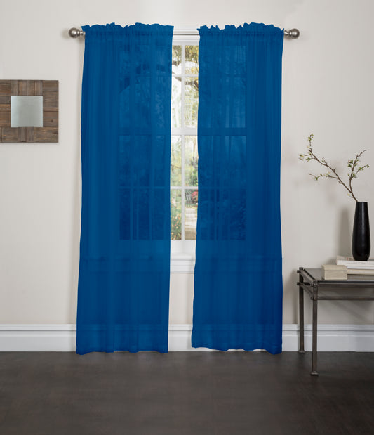 Lisa - 55"x84" Sheer Rod Pocket Curtain - Navy