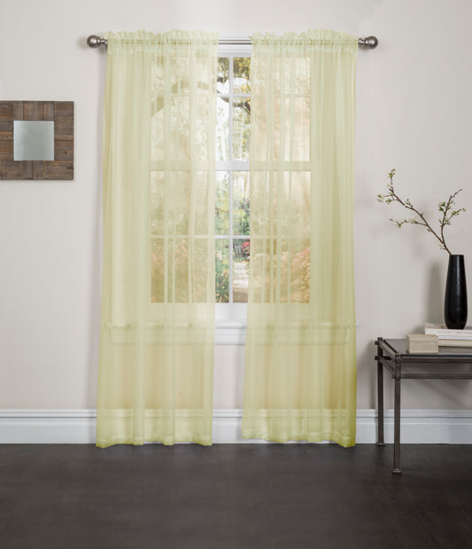 Lisa - 55"x84" Sheer Rod Pocket Curtain - Yellow