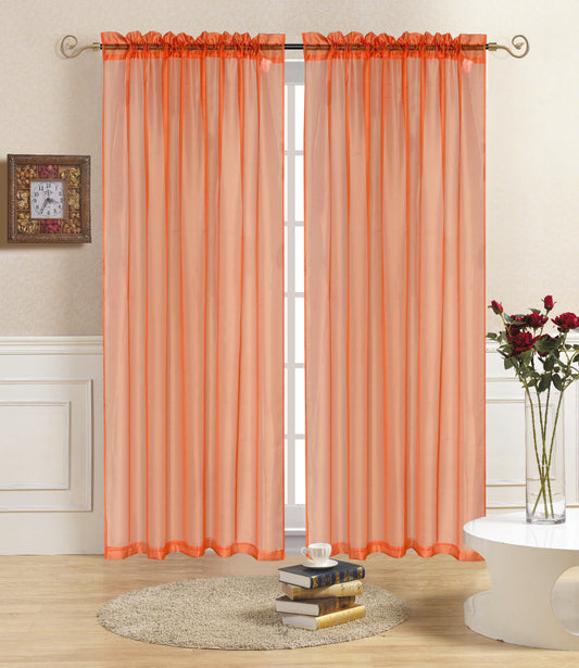 Rena - 55"x84" Sheer Voile Curtain -  Orange