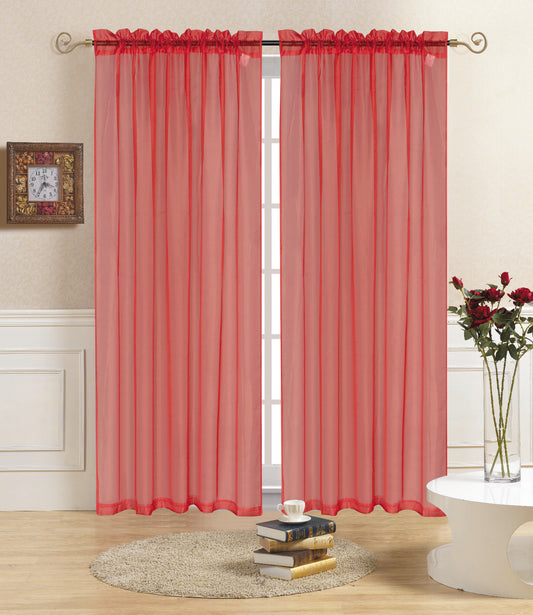 Rena - 55"x84" Sheer Rod Pocket Curtain - Red