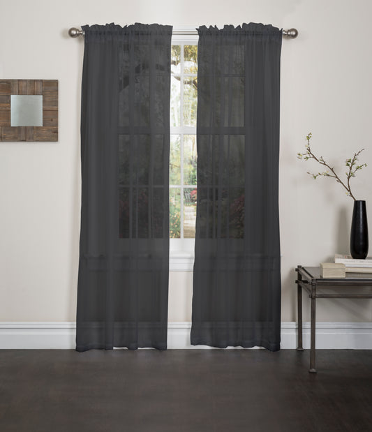 Lisa - 55"x84" Sheer Grommet Curtain - Black