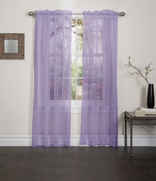 Lisa - 55"x84" Sheer Rod Pocket Curtain - Lilac