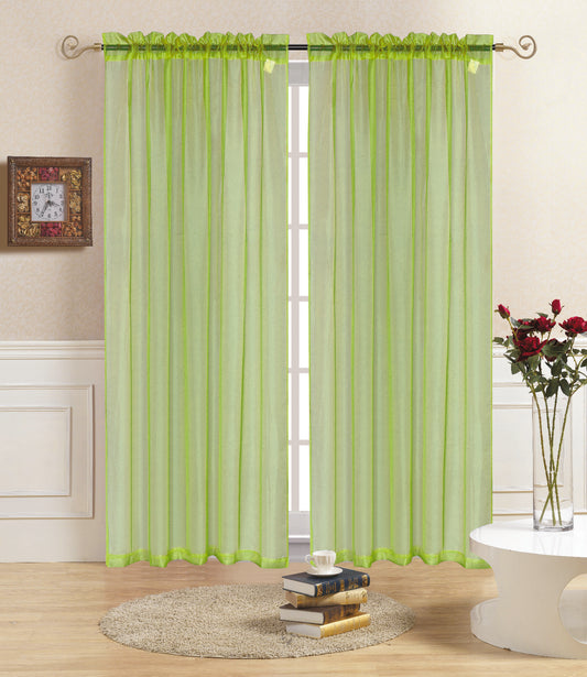 Rena - 55"x84" Sheer Rod Pocket Curtain -  Lime