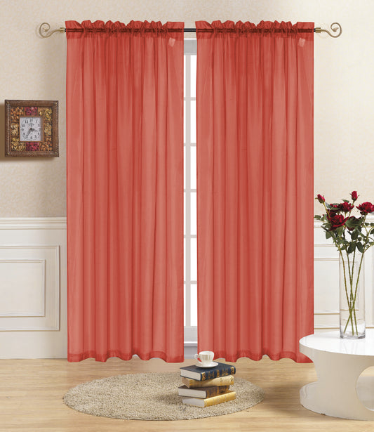 Rena - 55"x84" Sheer Rod Pocket Curtain -  Rust