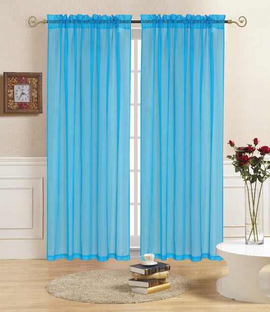 Rena - 55"x84" Sheer Rod Pocket Curtain - Aqua