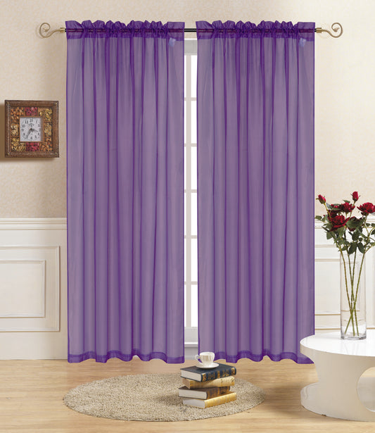 Rena - 55"x84" Sheer Rod Pocket Curtain -  Purple