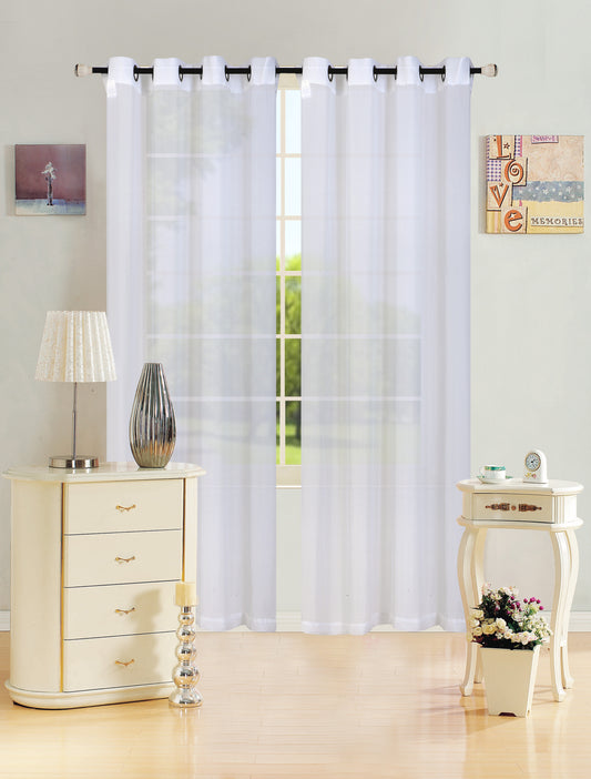 Leah - 55"x84" Sheer Grommet Top Curtain - White