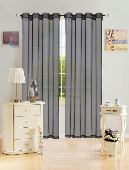 Leah - 55"x84" Sheer Grommet Top Curtain -  Black