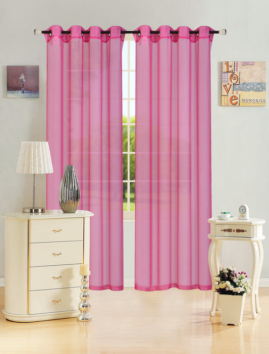 Leah - 55"x84" Sheer Grommet Top Curtain -  Fuchsia