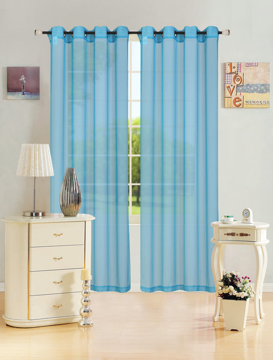 Leah - 55"x84" Sheer Grommet Top Curtain - Aqua