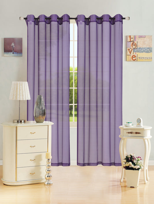 Leah - 55"x84" Sheer Grommet Top Curtain - Purple