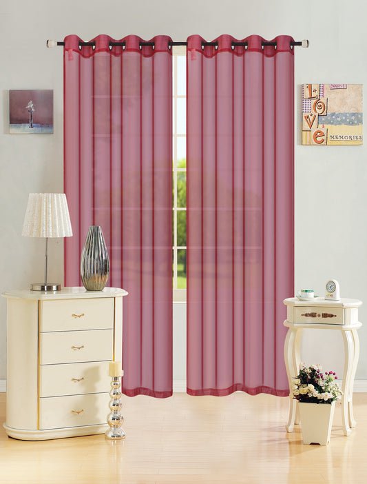 Leah - 55"x84" Sheer Grommet Top Curtain - Red