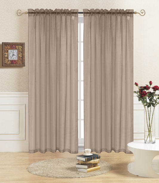 Rena - 55"x84" Sheer Rod Pocket Curtain - Taupe