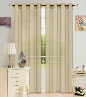 Leah - 55"x84" Sheer Grommet Top Curtain - Taupe
