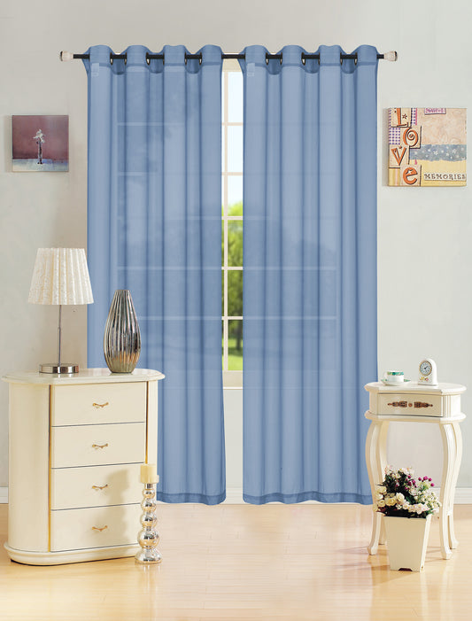 Leah - 55"x84" Sheer Grommet Top Curtain - Navy