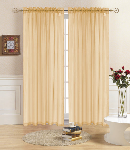 Rena - 55"x90" Sheer Rod Pocket Curtain - Gold