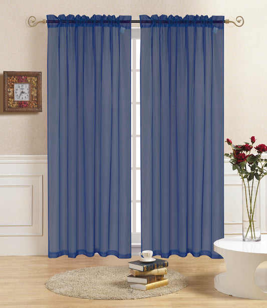 Rena - 55"x90" Sheer Rod Pocket Curtain - Navy