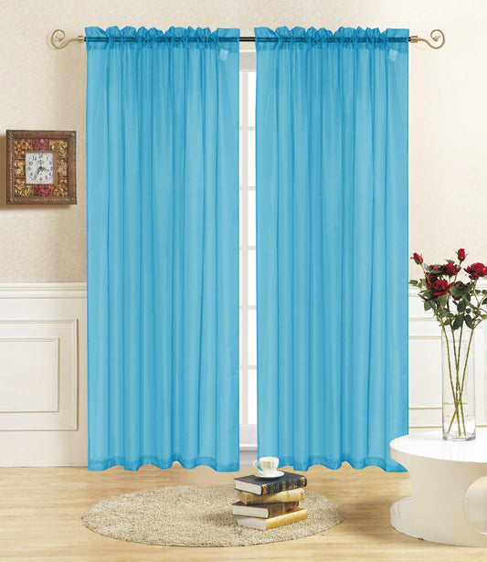 Rena - 55"x84" Sheer Rod Pocket Curtain - Turquoise