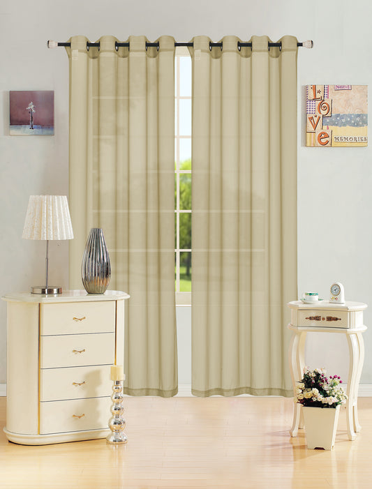 Leah - 55"x90" Sheer Grommet Top Curtain - Taupe