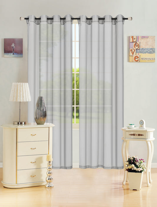 Leah - 55"x90" Sheer Grommet Top Curtain - Silver