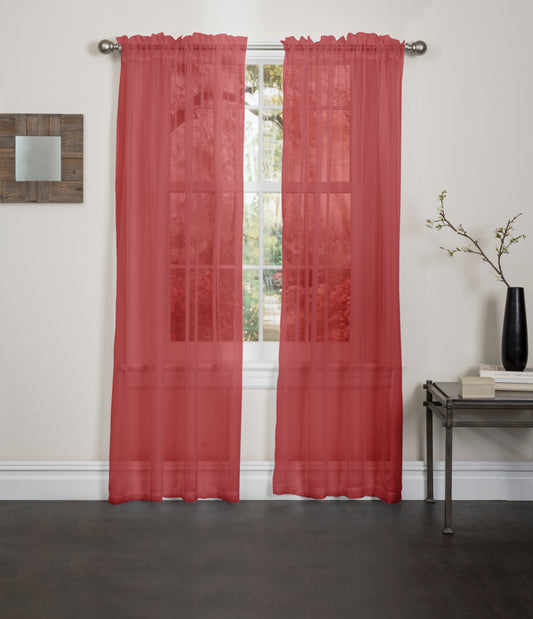 Lisa - 55"x84" Sheer Rod Pocket Curtain - Terracotta