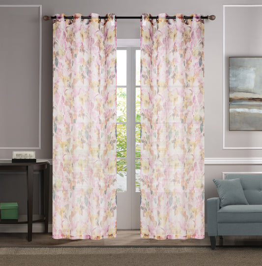 Joyce - 54"x90" Sheer Grommet Curtain - Pink