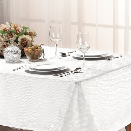Vivian Mosaic Tablecloth - 70" Round - White