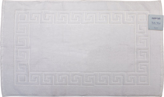Greek Key - 20"x30" Jacquard Assorted Cotton Tub Mat (white & beige)