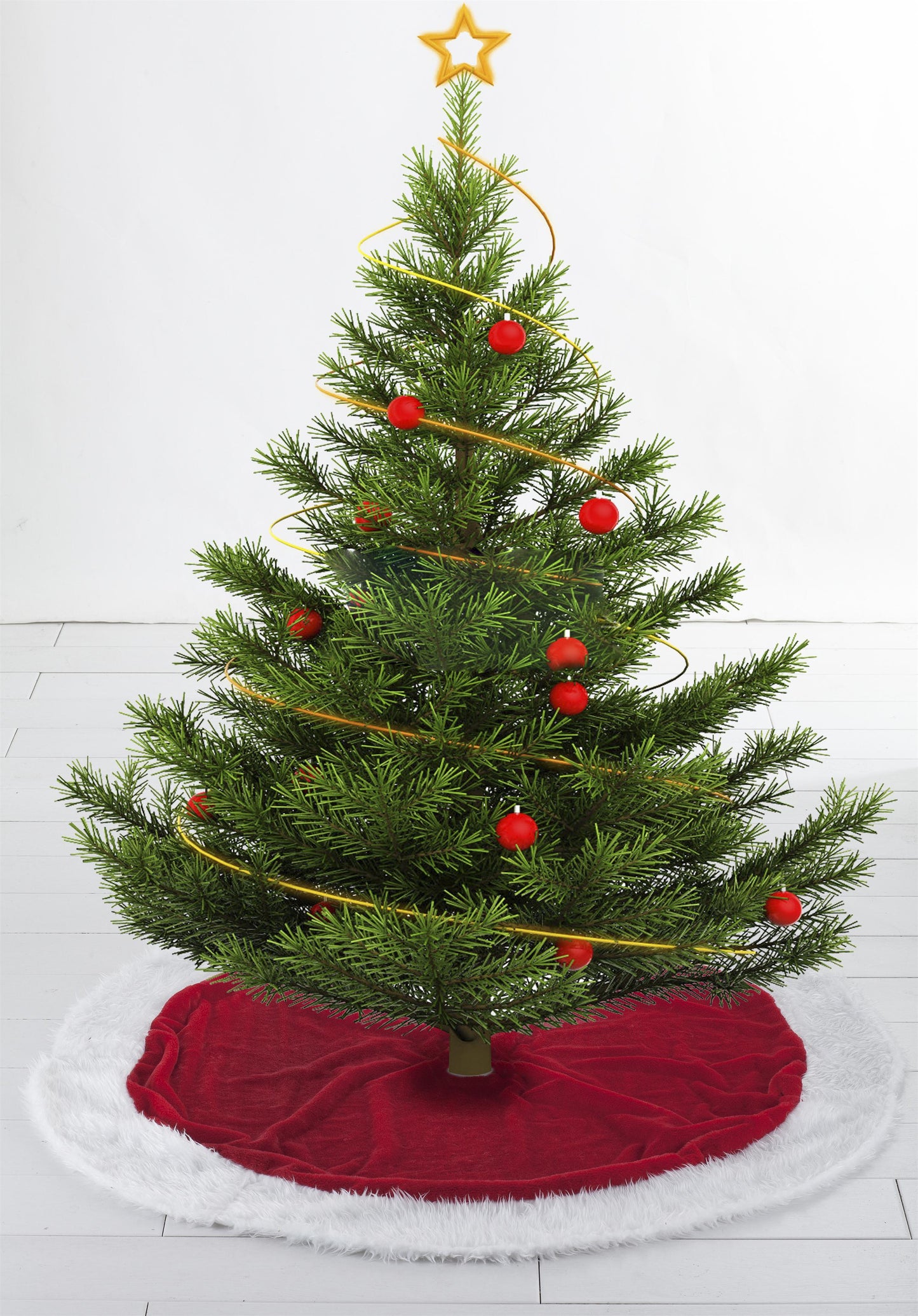 Tree Skirt with Fur - Red/White