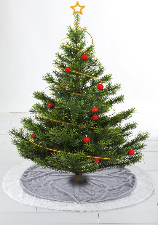 Tree Skirt with Fur - Silver/White