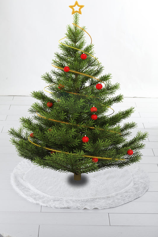Tree Skirt with Fur - White/White
