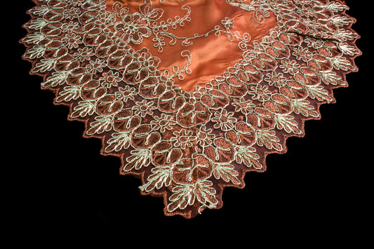 Scroll - 33"x33" Macrame Table Topper - Chocolate