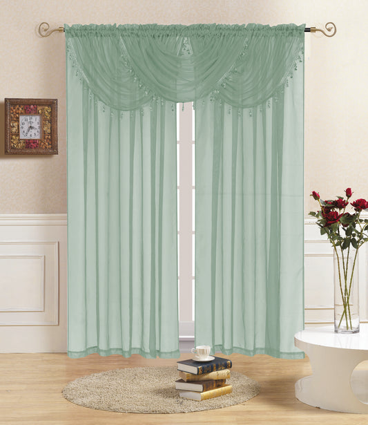 Lisa - Rod Pocket Valance with Tassels - Sage