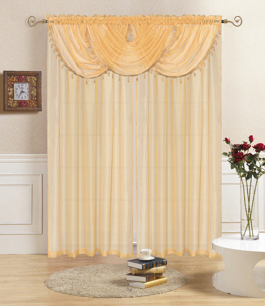 Lisa - Rod Pocket Valance with Tassels - Gold