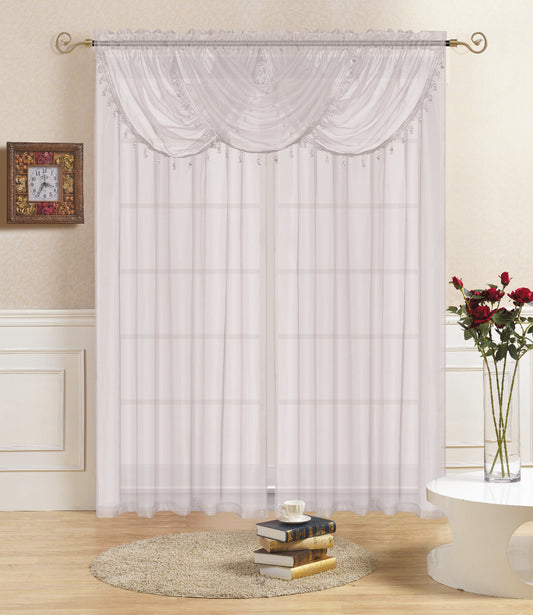 Lisa - Rod Pocket Valance with Tassels - White