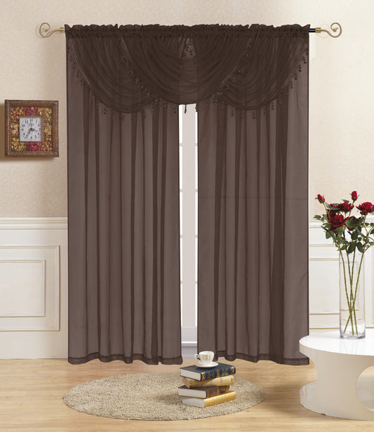 Lisa - Rod Pocket Valance with Tassels - Chocolate