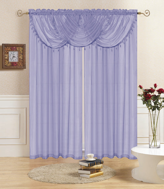Lisa - Rod Pocket Valance with Tassels - Lilac